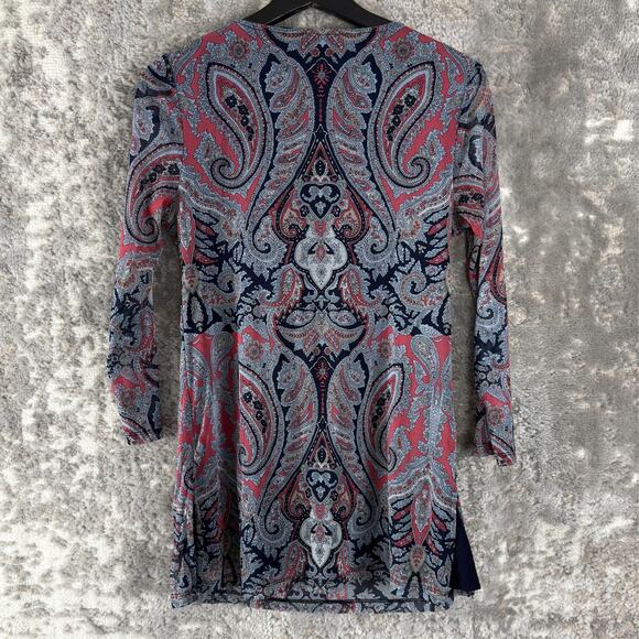 INC International Concepts Size M Paisley Keyhole Beaded Top Long Sleeve - Picture 3 of 7